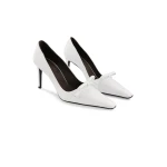Bernadette Bowtie Lacquered High Heel Pump in Ivory | Heels | Coveti
