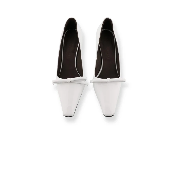 Bernadette Bowtie Lacquered High Heel Pump in Ivory | Heels | Coveti