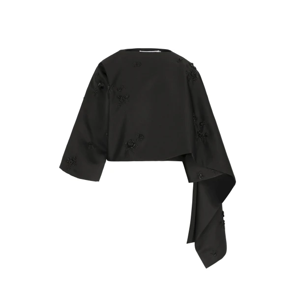 Cape Leo in Black Lingerie Rose Embroidery on Black