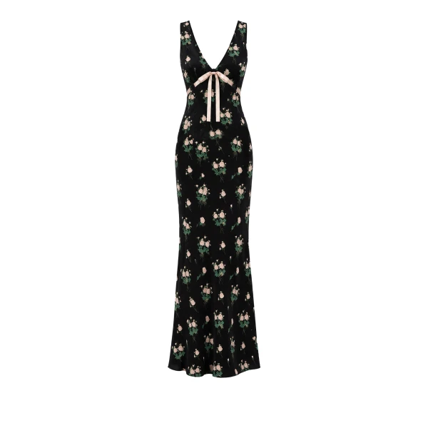 Dress Camille in Lingerie Roses Pink on Black