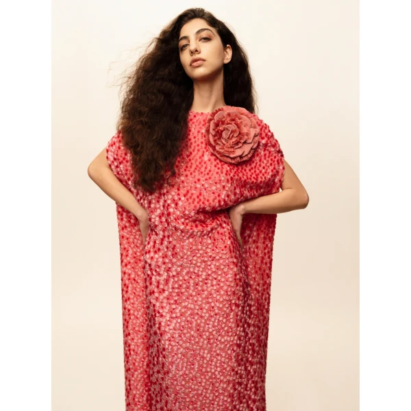 Bernadette Dress Eleonore in Rapture Rose Fil Coupe | Evening Gowns | Coveti