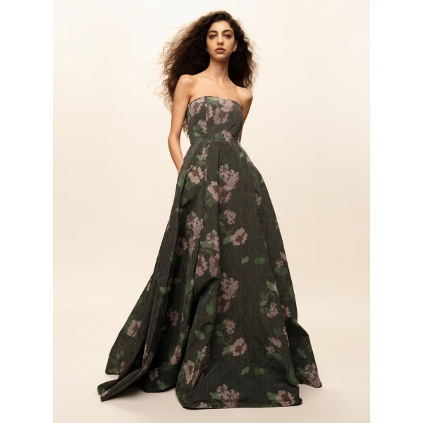 Bernadette Dress Isa in Hydrangea Pink on Green | Maxi Dresses | Coveti