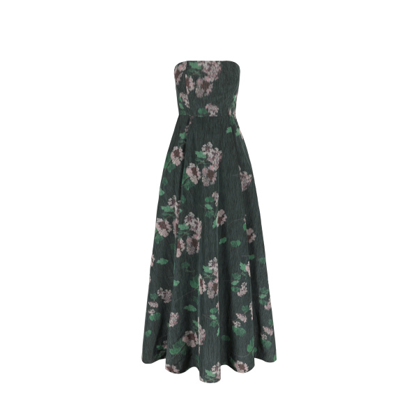 Bernadette Dress Isa in Hydrangea Pink on Green | Maxi Dresses | Coveti
