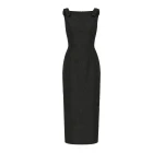 Bernadette Dress Lene in Embossed Petals Black | Maxi Dresses | Coveti