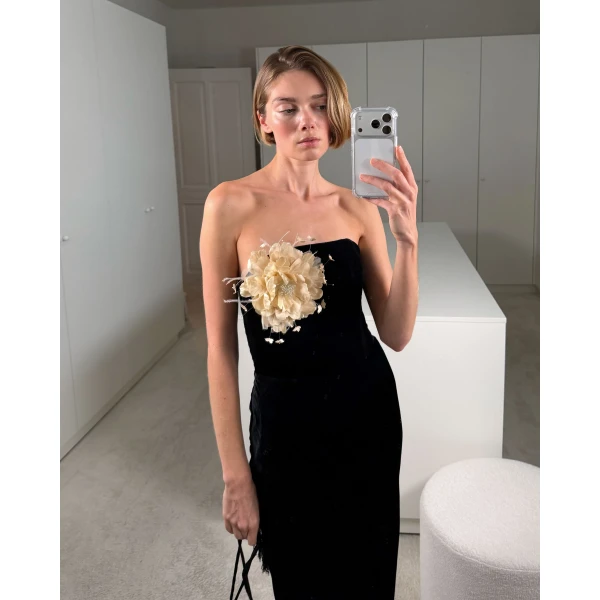 Bernadette Dress Luna in Black Velvet | Maxi Dresses | Coveti
