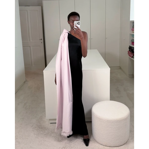 Bernadette Dress Ross in Black and Icy Pink | Evening Gowns | Coveti