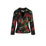 Bernadette Jacket Elle in Rosebranches Red on Black | Blazers | Coveti