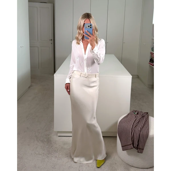 Bernadette Long Skirt Chuck in Ivory | Maxi Skirts | Coveti