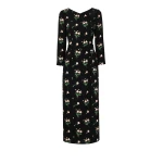 Bernadette Lucky Dress in Lingerie Roses Pink on Black | Maxi Dresses | Coveti