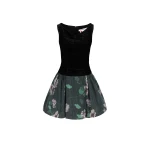 Bernadette Mini Dress Yael in Black and Hydrangea Green on Black | Mini Dresses | Coveti