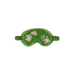 Bernadette Silk Sleeping Mask in Green Pink Rose Embroidery | Accessories | Coveti