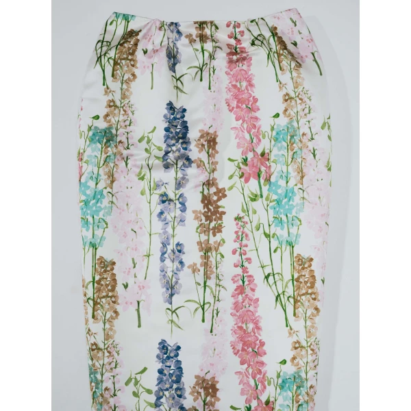 Bernadette Skirt Damian in Delphinium Multicolour on Cream | Maxi Skirts | Coveti