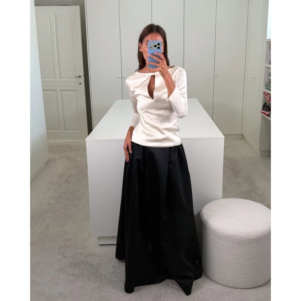 Bernadette Top Romi in Ivory | Long Sleeve | Coveti
