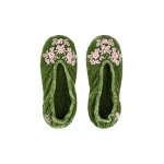 Bernadette Velvet Slippers in Dark Lime | Slippers | Coveti