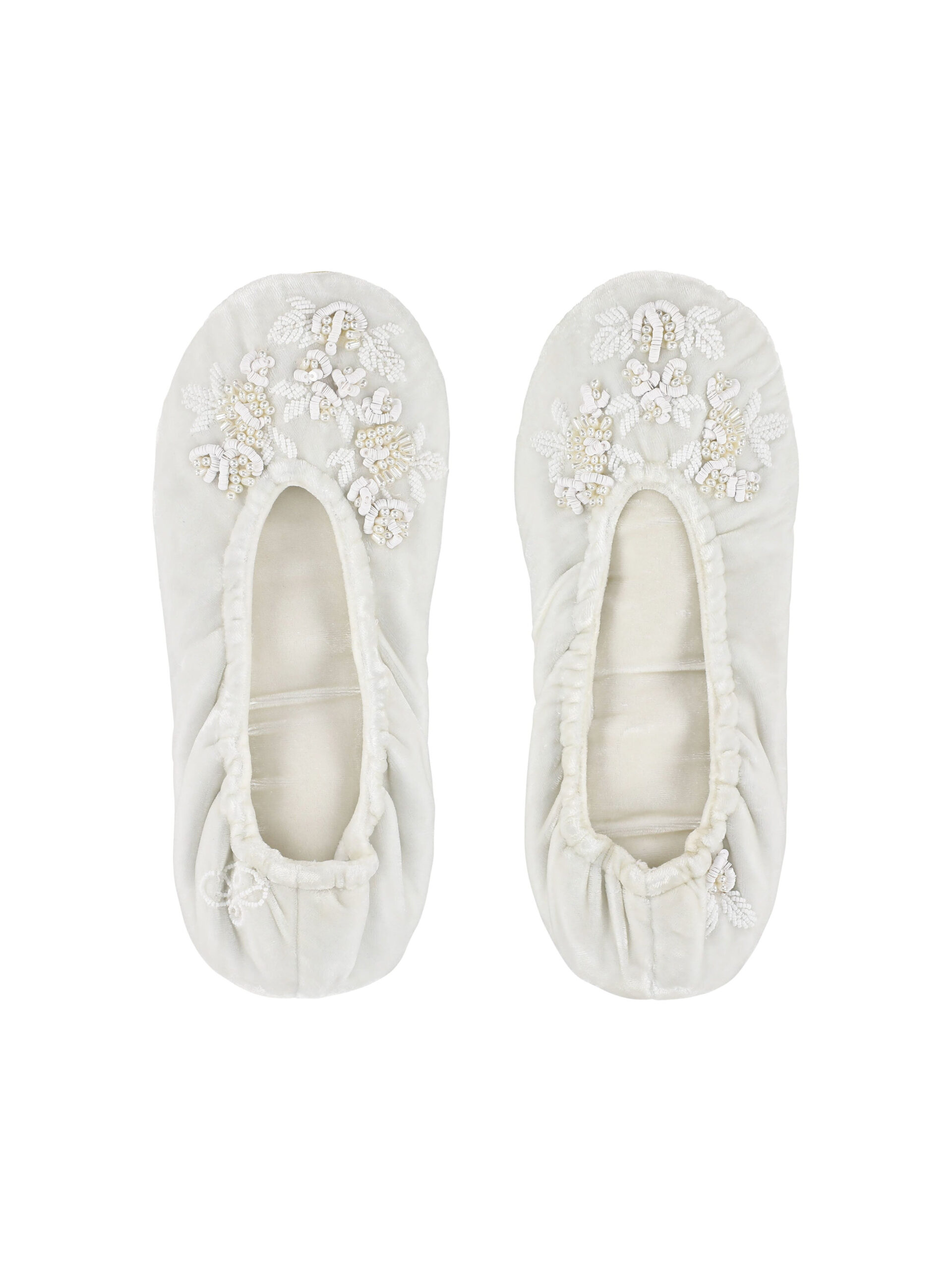 Bernadette Velvet Slippers in Ivory Bernadette Velvet Slippers in Ivory | Slippers | Coveti