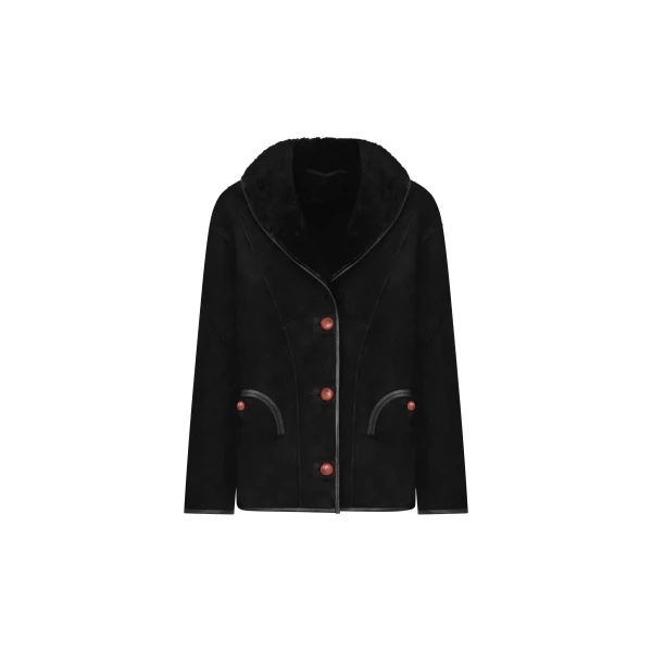Shearling Coat in Tatoosh Black