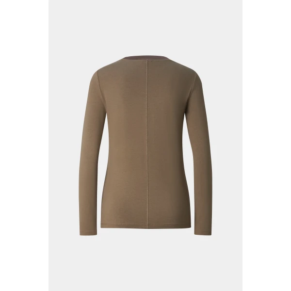 Bogner Alexi Long-Sleeved Top in Grey-Brown, view 2 | Long Sleeve | Coveti