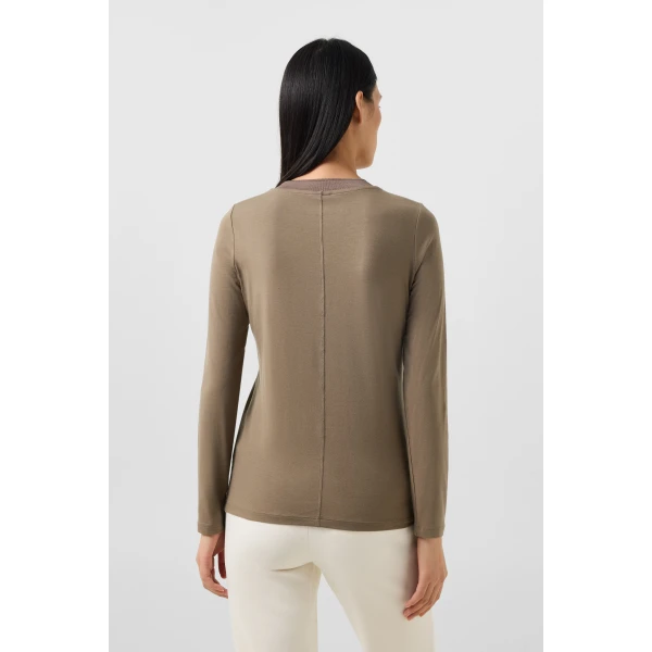 Bogner Alexi Long-Sleeved Top in Grey-Brown, view 4 | Long Sleeve | Coveti