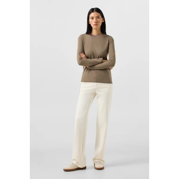 Bogner Alexi Long-Sleeved Top in Grey-Brown, view 5 | Long Sleeve | Coveti