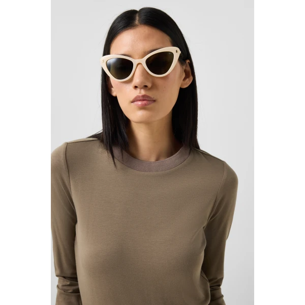 Bogner Alexi Long-Sleeved Top in Grey-Brown, view 6 | Long Sleeve | Coveti