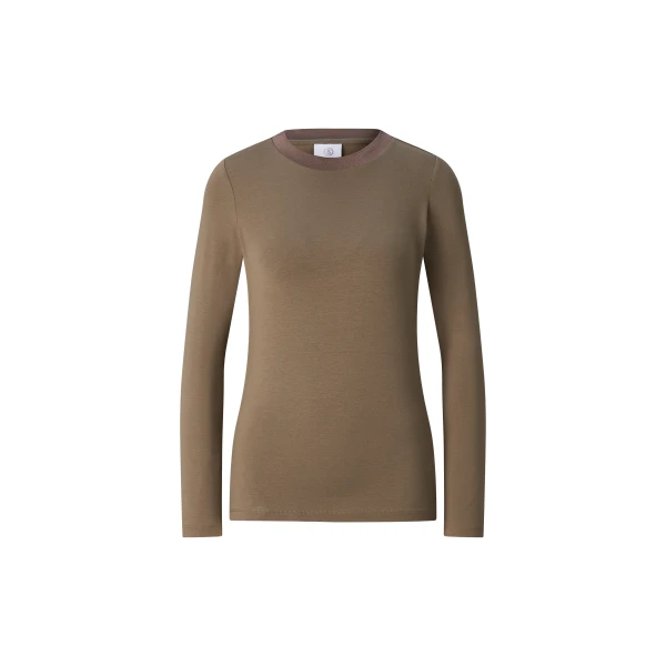 Bogner Alexi Long-Sleeved Top in Grey-Brown | Long Sleeve | Coveti