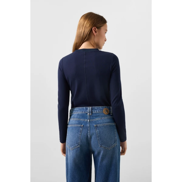 Bogner Alexi Long-Sleeved Top in Navy, view 4 | Long Sleeve | Coveti