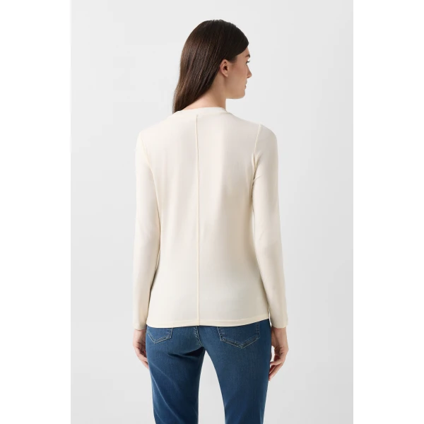 Bogner Alexi Long-Sleeved Top in Off White, view 4 | Long Sleeve | Coveti