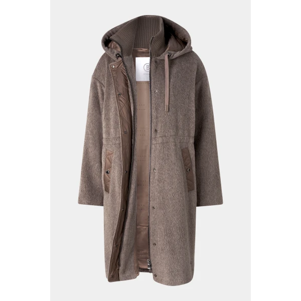 Bogner Amory Wool Coat in Grey-Brown, view 2 | Wool Coat | Coveti