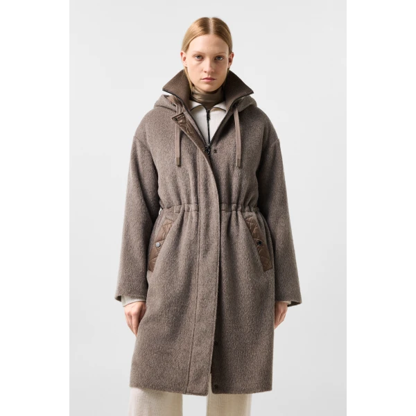 Bogner Amory Wool Coat in Grey-Brown, view 4 | Wool Coat | Coveti
