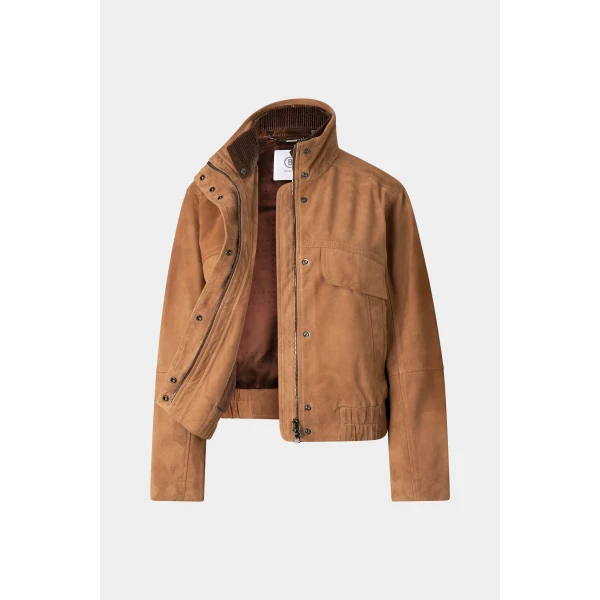 Bogner Anouk Leather Blouson in Cognac, view 2 | Leather Jackets | Coveti