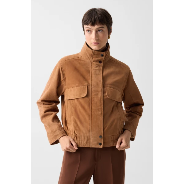 Bogner Anouk Leather Blouson in Cognac, view 4 | Leather Jackets | Coveti