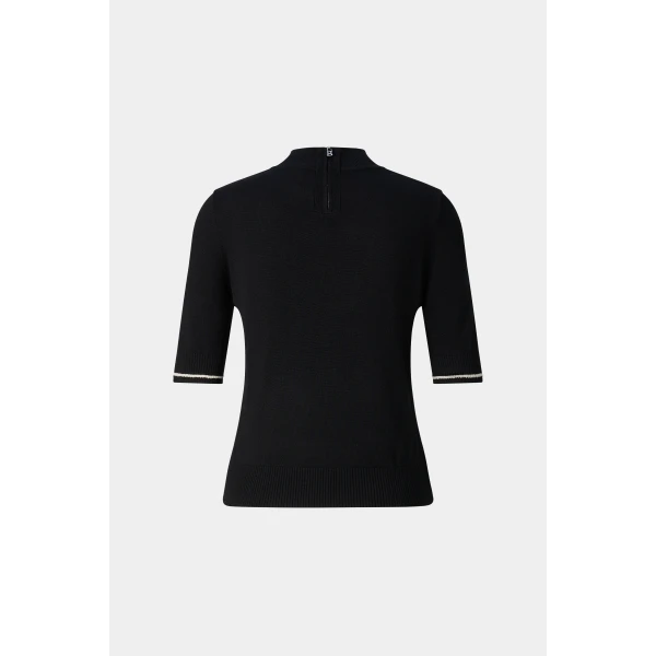 Bogner Antonia Virgin Wool and Silk Knitted Jumper in Black, view 2 | Sweaters | Coveti