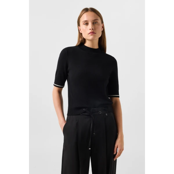 Bogner Antonia Virgin Wool and Silk Knitted Jumper in Black, view 3 | Sweaters | Coveti