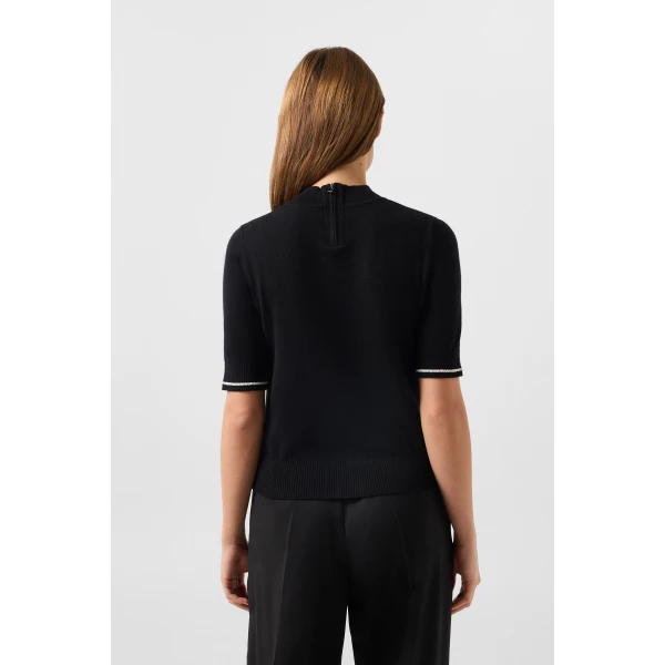 Bogner Antonia Virgin Wool and Silk Knitted Jumper in Black, view 4 | Sweaters | Coveti