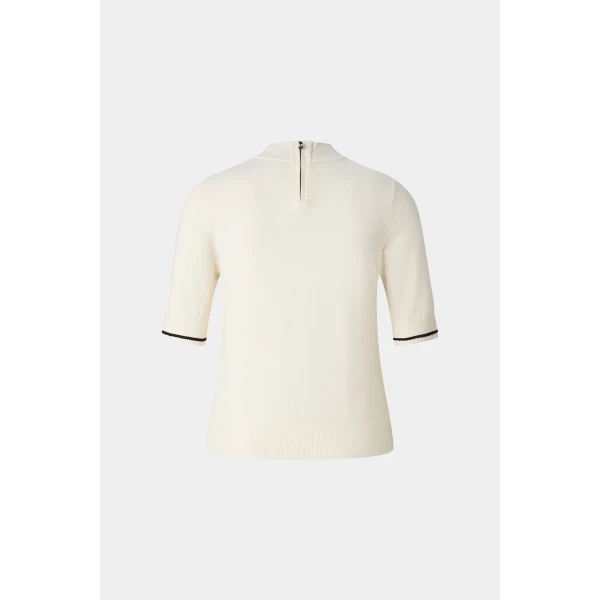 Bogner Antonia Virgin Wool and Silk Knitted Jumper in Off White, view 2 | Sweaters | Coveti