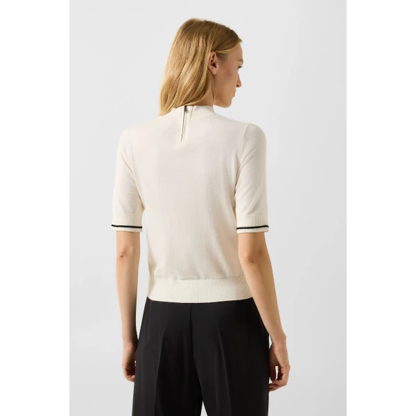 Bogner Antonia Virgin Wool and Silk Knitted Jumper in Off White, view 4 | Sweaters | Coveti