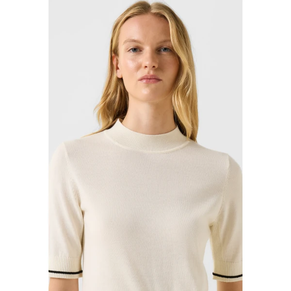 Bogner Antonia Virgin Wool and Silk Knitted Jumper in Off White, view 6 | Sweaters | Coveti