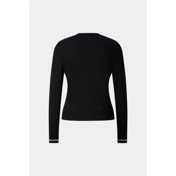 Bogner Azou Virgin Wool and Silk Knit Jacket in Black, view 2 | Cardigan | Coveti