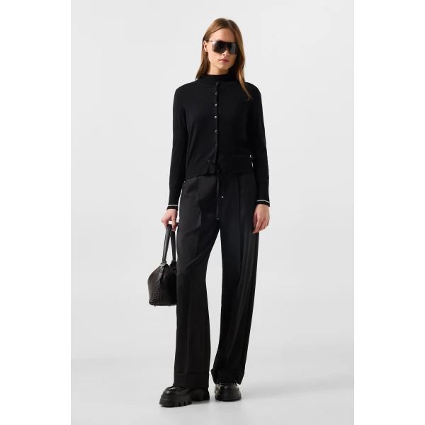 Bogner Azou Virgin Wool and Silk Knit Jacket in Black, view 3 | Cardigan | Coveti