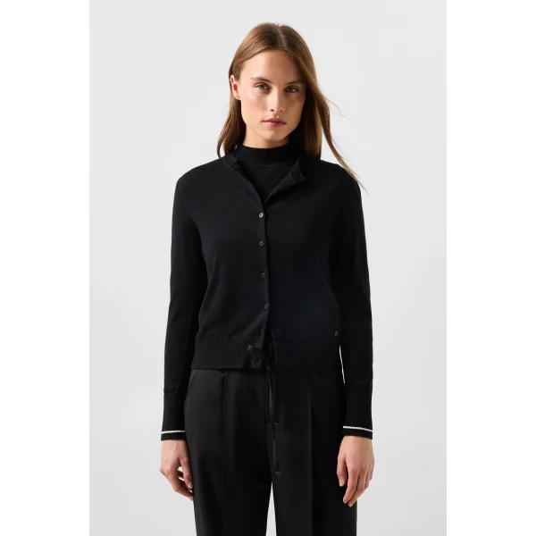 Bogner Azou Virgin Wool and Silk Knit Jacket in Black, view 5 | Cardigan | Coveti