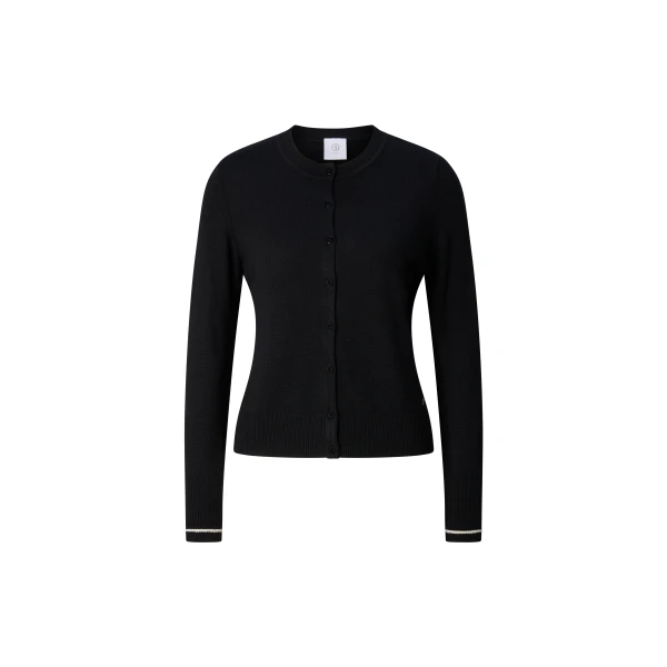 Bogner Azou Virgin Wool and Silk Knit Jacket in Black | Cardigan | Coveti