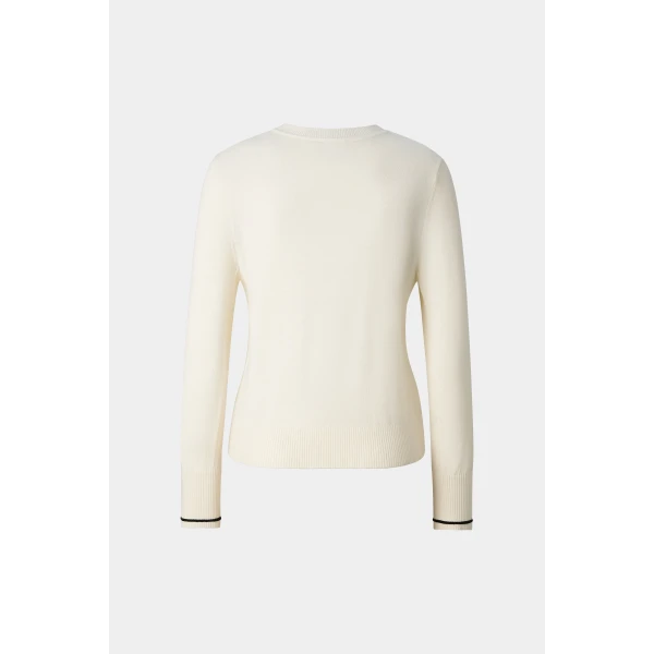 Bogner Azou Virgin Wool and Silk Knit Jacket in Off White, view 2 | Cardigan | Coveti