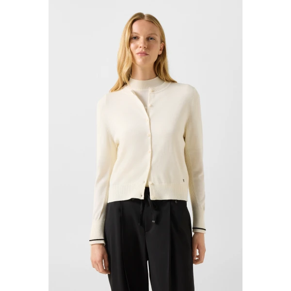 Bogner Azou Virgin Wool and Silk Knit Jacket in Off White, view 3 | Cardigan | Coveti