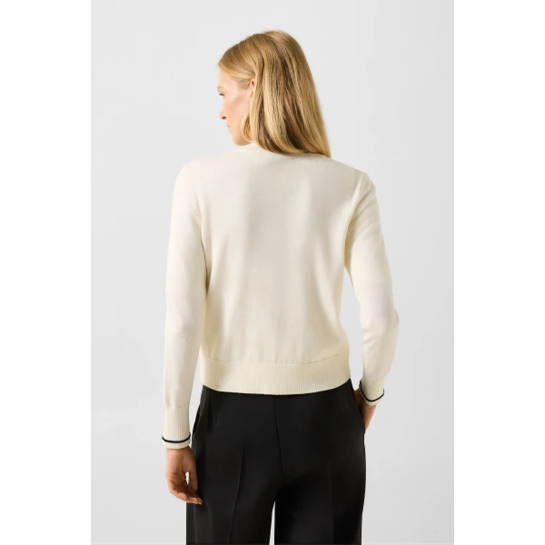 Bogner Azou Virgin Wool and Silk Knit Jacket in Off White, view 4 | Cardigan | Coveti