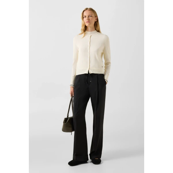 Bogner Azou Virgin Wool and Silk Knit Jacket in Off White, view 5 | Cardigan | Coveti