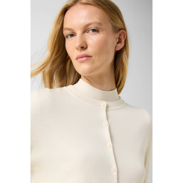 Bogner Azou Virgin Wool and Silk Knit Jacket in Off White, view 6 | Cardigan | Coveti