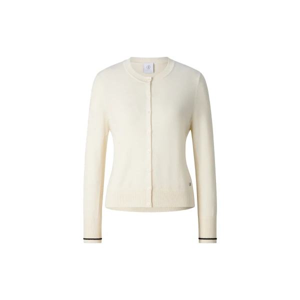 Bogner Azou Virgin Wool and Silk Knit Jacket in Off White | Cardigan | Coveti