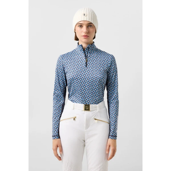 Bogner Beline First Layer in Cyan, Navy and White, view 3 | Long Sleeve | Coveti