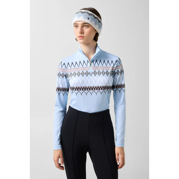 Bogner Beline First Layer in Light Blue and Grey, view 3 | Long Sleeve | Coveti
