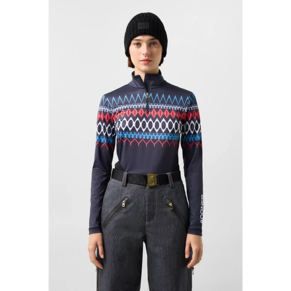 Bogner Beline First Layer in Navy, Red and White, view 3 | Long Sleeve | Coveti